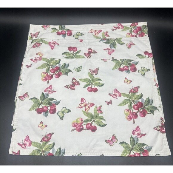 Zina Vasi Cloth CHERRY BUTTERFLY Rectangle Placemats 18.5” X 13.5” - Picture 1 of 5